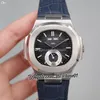 2022 5726 Coroczny Kalendarz Księżyc Faza Automatyczny Zegarek Zegarek Stalowy Biały Textured Dial Stick Markery Czarny Skórzany Pasek 8 Style Zegarki PureTime01 E18LH-H8