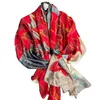 Sciarpe Autunno Designer Grande Sciarpa floreale Donna Scialle di seta Foulard Testa di stampa femminile Hijab Donna Lunga in raso Bandana2470726