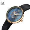 腕時計Shengke女性の腕時計トップレザーストラップ30m防水エレガントな女性ファッションカジュアルな時計