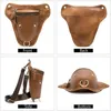 Men's Leather Waist Bags Vintage Motorcycle Personality Cool Cow Head Solid Leg Crossbody Bag Retro Fashion Man