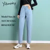 Yitimoky Black High Waisted Jeans Women Spring Mom Ripped Blue White Vintage Streetwear Fashion Clothes Harem Pants Denim 210708
