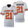 2021 Nya NCAA Oklahoma State Osu Jerseys 21 Sanders College Fotboll Jersey Orange Vit Storlek Ungdom Vuxen