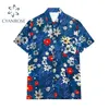 Daisy Printing Short Sleeve Tops Blouse Women Summer Beach Style Turn Down Collar Button Linen Casual Loose Female Shirts 210515