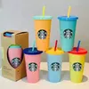 Starbucks 24oz/710ml أكواب بلاستيكية مع شعار تومل حورية البحر آلهة قابلة لإعادة الاستخدام شرب الشرب السفلي المسطح شكل الكؤوس قش القش