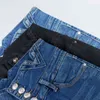 Primavera alta cintura jeans skinny para mulheres plus tamanho Quatro-breasted magro elástico casual denim calças calças 210514