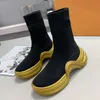 Scarpe da donna Calzini Sneakers firmate Aumenta lo smorzamento Scarpe da corsa stivaletti da donna sottovuoto Cuciture in lana marrone nero e arancione Con scatola taglia 35-40