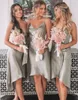 Hoge Lage Boho Bruidsmeisjes Jurken Satijn Spaghetti Riemen Lente Zomer Maid of Honour Jurken Bruiloft Gast Made Plus Size Beschikbaar