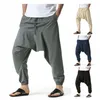 Pantaloni da jogging in cotone da uomo Baggy Hippie Boho Gypsy Aladdin Cargo Pants Yoga Harem Pants 0413-4 211112