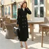Double-breasted Wool Women Long Coat Winter Sleeve Korean Slim Elegant Ladies Dresses Fashion Wool&blend Overcoat 210518