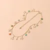 Alloy Starfish Colorful Flowers Pendant Necklace For Women 2021 Summer Fashion Gold Color Short Clavicle Chain Collier Chokers