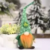 Muñeco de peluche de gnomo, decoración de fiesta del Día de San Patricio, muñecos de gnomos de trébol verde sin rostro, regalos de días irlandeses para niños