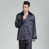 Mens Silk Satin Pajamas Set Pajama Pyjamas Sleepwear Loungewear L XL XXL 3XL Retro European and American Men's2639