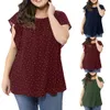 Kvinnors sommar plus storlek Ruffle ärmskjorta Top Polka Dot Chiffon Blouse Casual Plus Storlek Toppar Blusa Femmes 2021 Ny #JJ X0521