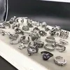 Vintage Punk Antique 20pcs / lot Argent Couleur Métal Bande Crâne Serpent Anneaux Pour Hommes Femmes Mix Style Fête Cadeaux Réglable Ouverture Bijoux