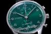 2021 ZFT IW371615 A69355 Automatische Chronograph Mens Watch Green Dial Silver Number Markers Zwart Lederen band Super Edition Horloges Puretime