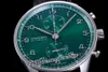 2021 ZFF IW371615 A69355 Montre Homme Chronographe Automatique Cadran Vert Marqueurs Numéro Argent Bracelet Cuir Noir Super Edition Montres Puretime