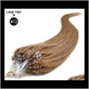 Micro Loop Remy Hair Extensions 18" 20" 22" 24" Indian Virgin Hair Straight Keratin Hair 100G/Lot 1G/Strand 13 Colors Hllcs Tbwsv