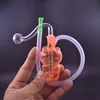 Großhandel 10mm weibliche süße Glas-Dab-Rig-Bong Mini-Reise-Wasser-Ölbrenner-Rohr-Shisha mit Rauchschüssel und Silikonschlauch