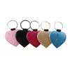 Sublimation Key Ring Shiny PU Leather Keychain Party Round Heart Rectangle Square Blank Christmas Ornaments