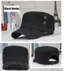 Frühling Sommer Freizeit Baumwolle Denim Solid Military Cap Flat Top Baskenmütze Hut Baseball Cowboy Hüte Mode Breite Krempe8691717258h