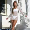 2023 New hot women's swimwear trend Women's mesh sheer bikini covers sexiness through long sleeves a fashionable beach dress summer club wear party swimwear