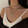 2021 nouvelles femmes grand papillon complet cubain dames clavicule chaîne pendentif collier ensemble cadeaux de fête de mariage