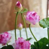 Artificial Simulation Mini silk lotus 4 colors Green plants decoration for Home hotel garden table decor Y0630