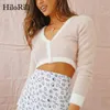 Stylish Patchwork Cropped Cardigan Women Autumn Long Sleeve V Neck Chic Tops Ladies Short Sweater Mujer 210508