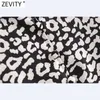 Zevity Women Vintage V Neck Digital Leopard Print Hem Plattor Ruffles Mini Dress Lady Långärmad Chic Business Vestido DS4770 210603
