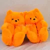 Ours en peluche femmes noël en peluche pantoufles dessin animé mignon ours maison pantoufle fourrure fausse fourrure diapositives femme fourrure tongs chaussures Y0427