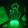 Nattljus Jujutsu Kaisen Anime Figur Megumi Fushiguro 3D LED -lampa RGB Neon Bedroom Table Desk Decoration Manga Birthday Gift304i