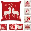 Taie d'oreiller Noël couvre ensemble de 4 coton lin canapé housses de coussin décoratif jeter motif taie d'oreiller décor de noël