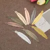 Fashion Retro Craft Metal Feather Bookmarks Dokumentbok Mark Label Golden Silver Rose Gold Bookmark Office School Supplies