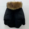 Abrigo de invierno con capucha de piel de mapache Natural enorme para mujer, chaqueta impermeable de pato blanco, Parkas de plumas para mujer 210923