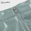 Yitimuceng PU Vintage Rok voor Dames Rits Mini Hoge Taille A-lijn Solid Kleding Lente Zomer Koreaanse Mode Rokken 210601