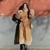 Women's Wool & Blends Winter Furry Mid-Length Khaki Simple FashionTemperament Doll Collar Waist Woolen Coat AAAMMM888 Phyl22