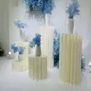 4 st Party Decoration Paper Folding Cylinder Pedestal Display Rack Pillars för Bröllop DIY Dessert Cake Bord Stativ Kolumner