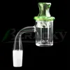 Beracky Roken Beveled Edge Quartz Banger met Glas UFO Carb Cap / Terp Pearls 4mm Bottom 25mmod Nails voor DAB Oil Rigs Water Bongs