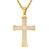 Pendentif Colliers Bling Full Micro Pave Strass Croix Crucifix Pendentifs En Acier Inoxydable Pour Hommes HIP Hop Bijoux