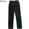 Newpoe Vintage High Cintura Jeans Pantalones Cálidos Pantalones Cálidos Slim Rectos Pantalones Casuales Streetwear Moda Coreana Pantalón Nuevos Bottoms 210422