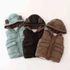 Bébé Garçons Hiver Gilet Mode Filles Vêtements Sans Manches Ours Manteaux Avec Capuche Chaud Enfants Vêtements 2-6 Ans Nourrissons 211203