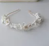 Fashion Wedding White Ceramic Flower Headband For Bride Women Girls Pearls Hairband Korean Jewelry Crown Tiara Princess Queen Hair Accessories Headpiece Ornament