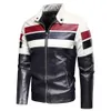 Ucrazy Men Autumn Casual Vintage Motor Spliced Leather Jacket Coat Winter Fashion Biker Warm Jackets 210923