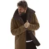 Män Winter Fleece Tjock varm kappa Outwear Trench Leather Jacket Långärmad Fur 211129