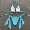 Sexig kristall diamant bikini badkläder kvinnor baddräkt kedja bandage set kvinnlig push up baddräkter sommar strand bär 210611