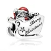 Jul festlig twinkling träd släde Santa Snow Globe älg Stocking pärlor passar europa armband 925 sterling silver charm