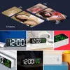 Digital Loud Music Alarm LED Clock Wall Home Decoration Bedroom Table Desk Mirror with Temperature Thermometer,Calendar 210804