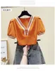 Women's T Shirts Women's T-Shirt Real S V-Neck Short Sleeves Tops 2022 Summer Style Fashion All-Match Crop Top