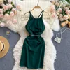 Koreaanse lente en zomer mode vrouwen sexy mouwloze slanke nachtclub korte pakket hip jurk vestidos R550 210527