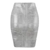 Wholesale Women Summer Skirt Sexy Black Silver Gold Bandage High Street Designer Skinny Club Party Mini Pencil s 210619